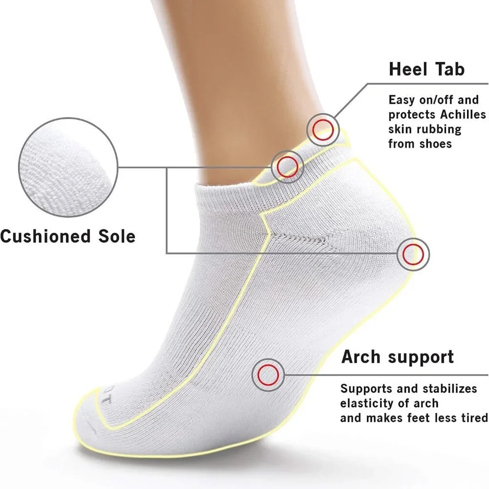 Men's/Women's 5-10 Pairs Athletic Cushion Running Performance Heel Tab Ankle Soc
